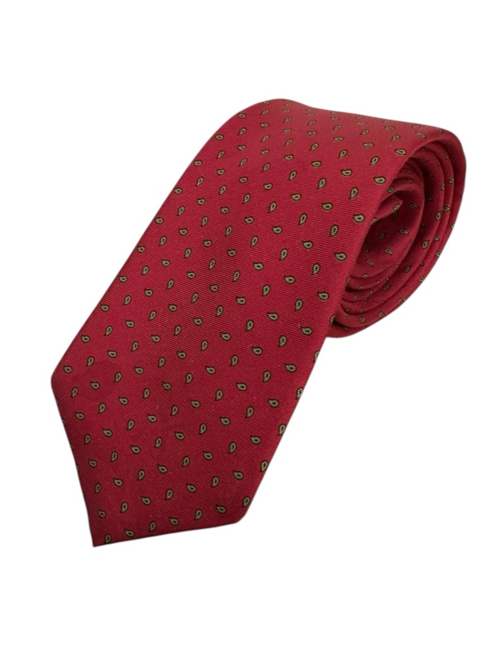 LANVIN Paris Red Silk Tie Paisley Micro Print Luxury Designer Classic‎ Necktie